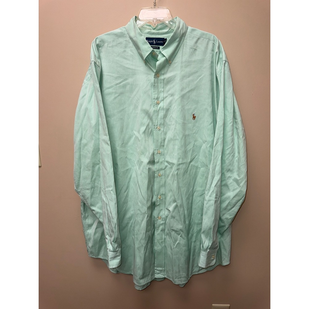 Ralph Lauren Men Mint Green Oxford Button Down Shirt Classic Fit 18.5 38/39 Tall